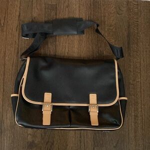 Parazul messenger canvas black and tan bag